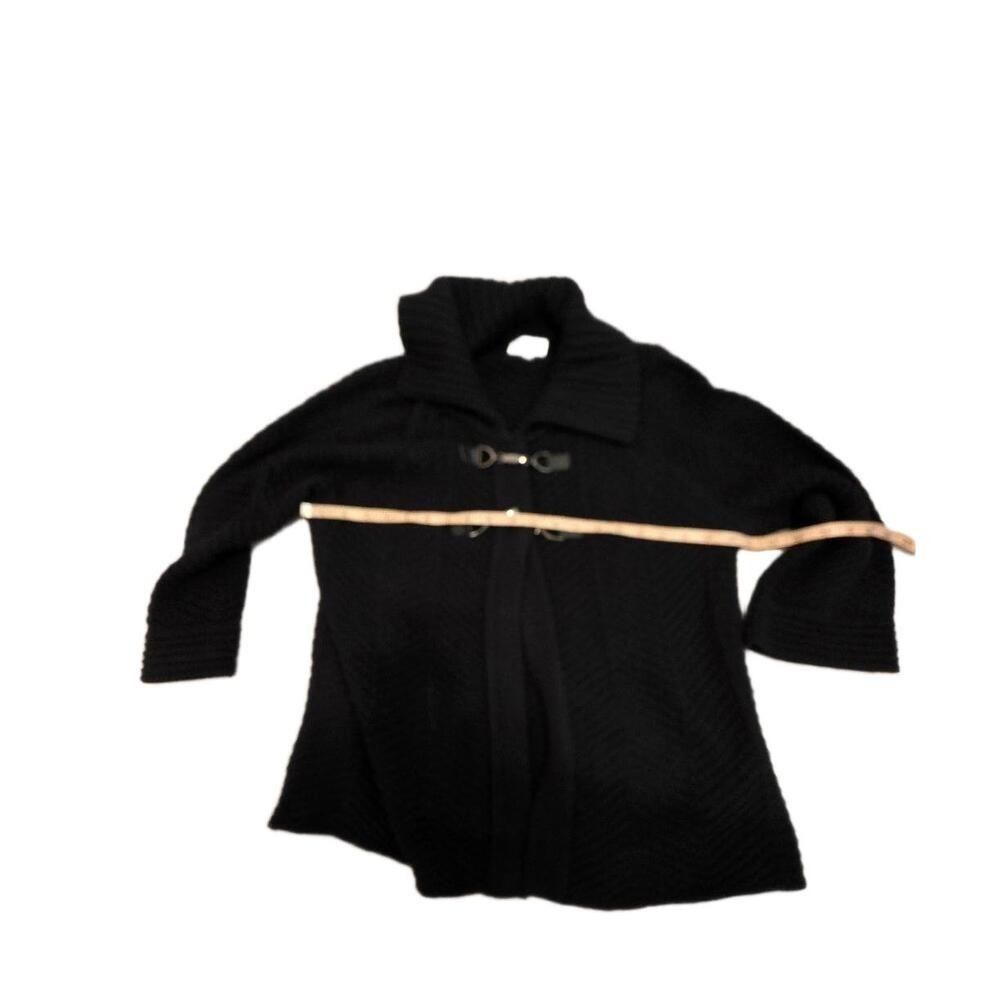 JM Collection Black Toggle Ribbed Collar Knit Open Cardigan Jacket PL - Picture 6 of 13